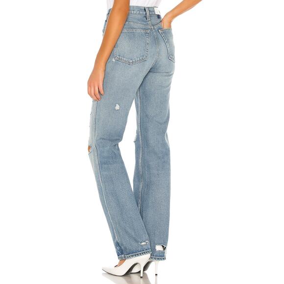 RE/DONE 90’s High Rise Loose Jeans – Medium Wash Distressed – Size 24 - Picture 4 of 10